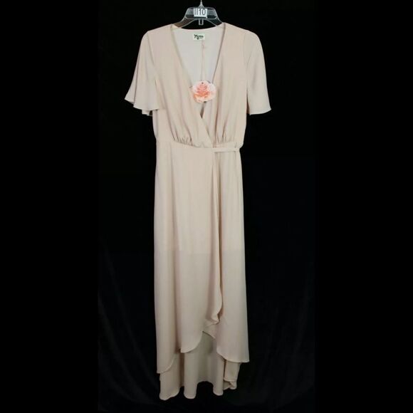 NEW SHOW ME YOUR MUMU DRESS SOPHIA WRAP DUSTY BLUSH CRISP PINK SIZE S SMALL - Picture 5 of 12